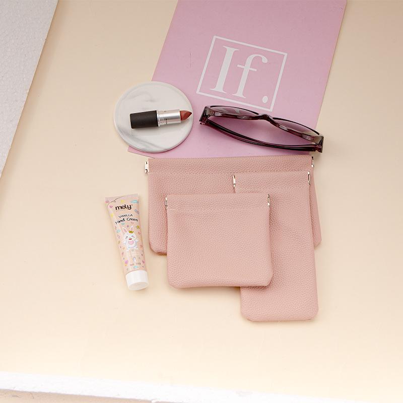 Однотонная сумка для хранения большой вместимости для кабелей, наушников и косметики с автоматическим закрытием и узором личи
