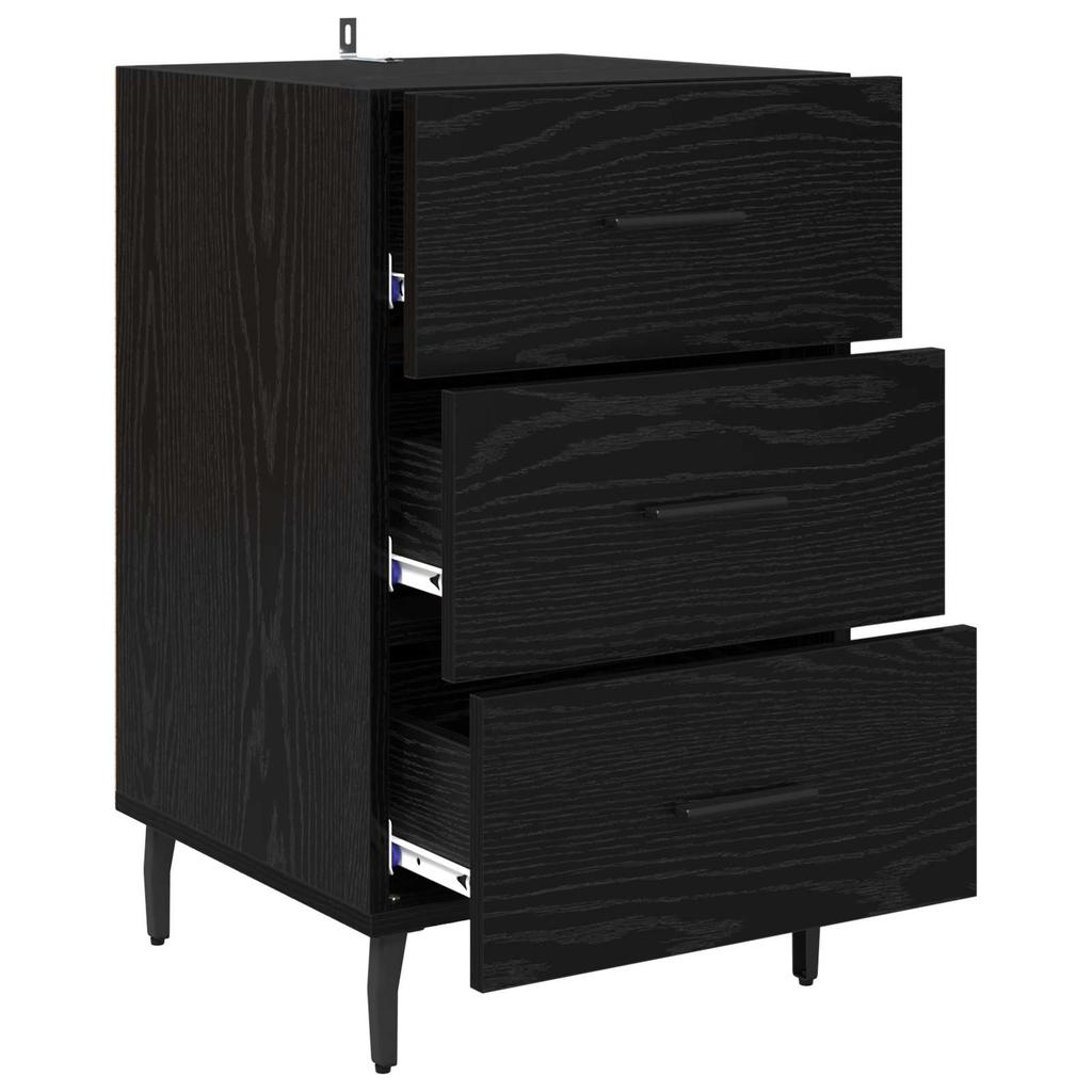 Nightstand Black Oak Effect 40 x 40 x 66 cm Particleboard