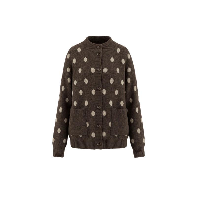 HeyHenry Womens Vintage Polka Dot Cardigan Loose Fit Long Sleeve Knit Sweater Coat