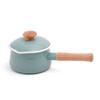 Fuji Enamel Milk Pan with Lid 15cm Open Fire IH Compatible Mint Green One Hand Pot Enamel