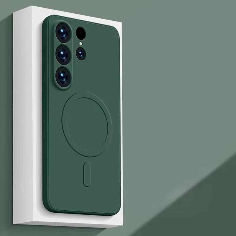 Liquid Silicone Matte Magnetic Phone Case For Samsung Galaxy S25 S24 Ultra S23 S22 Plus S21 FE For Magsafe Wireless Charge Cover