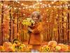 Fall Backdrop Autumn Thanksgiving Photography Background Sunflower Maple Leaves Background Banner Autumn Thanksgiving Party Decoration Supplies 7x5Ft