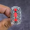 Кольцо ручной работы из стерлингового серебра 925 пробы с натуральным итальянским красным кораллом S.10 w8B81
