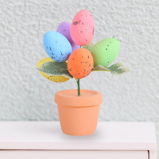 Easter Egg Bonsai Colorful Simulated Easter Egg Potted Plant DIY Foam Bunny Eggs for Home Party Decoration