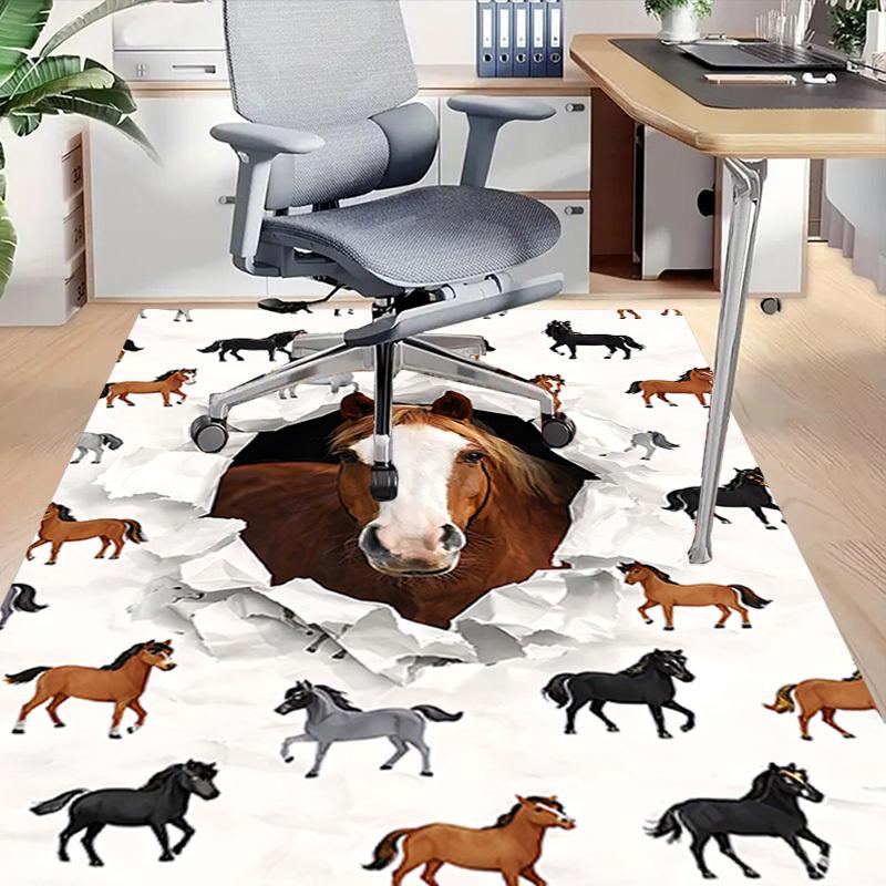 1PC Horse Print Non-Slip Floor Carpet Compatible for Office&Living Room&Bedroom&Dining room - Flat- Soft & Pattern, Vibrant Colors-W276