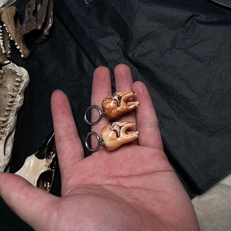 Серьги в виде черепа в готическом стиле на Хэллоуин, серьги в виде черепа и зуба, смоляные, готические, панк, темные, ужасные, ювелирные изделия, висячие, женский подарок