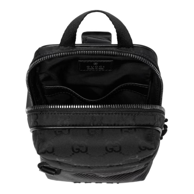 Gucci Tonal logo, red and green webbing details, nylon chest bag, mini, men's black