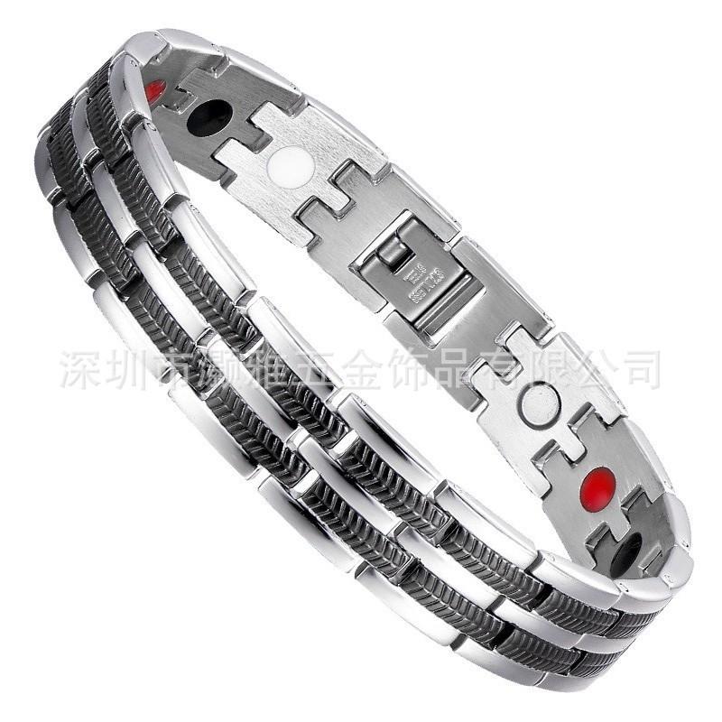 Мужской титановый стальной геометрический браслет с элементами магнитотерапии Для повседневного ношения и активного отдыха