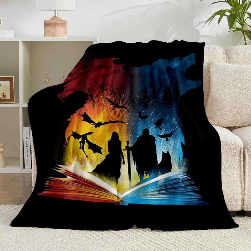 1PC Game Of dragon Fantasy Flannel Blanket Gift, Suitable for Both Men And Women, Soft Ideal for Beds And Sofa, Birthday Or Christmas Gift