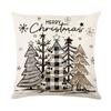 1pc Grey Cushion Cover Snowman Deer Tree Printed Durable Cover 2025 New for Home Ornament Xmas New Year Christmas Decoration