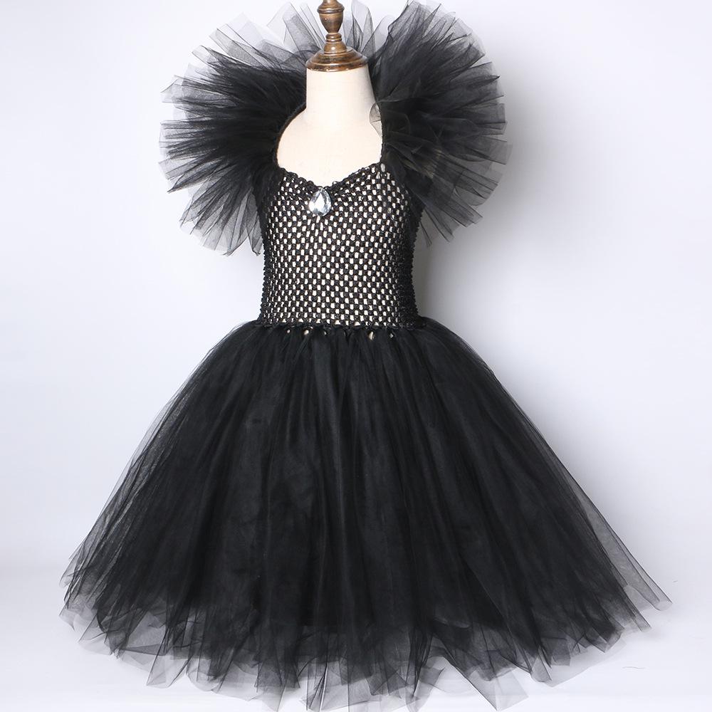 Girls' Maleficent Witch Costume Dress for Halloween Party - Mesh Skirt Set