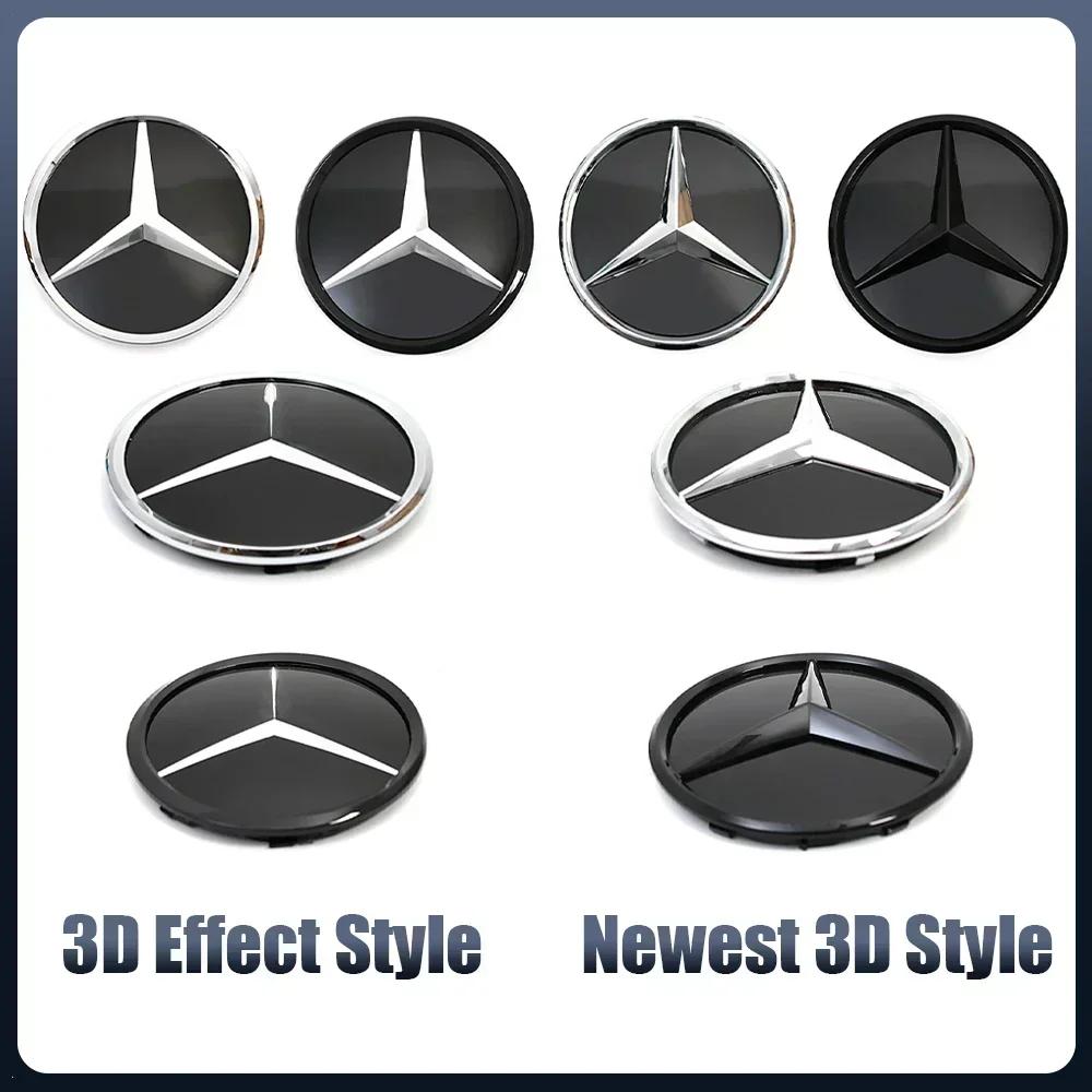 Car Sticker 2025 Hot For Mercedes Benz Front Grill Mirror Emblem Black And Silver Newest 3D Style Emblems Fit For Mercedes Benz