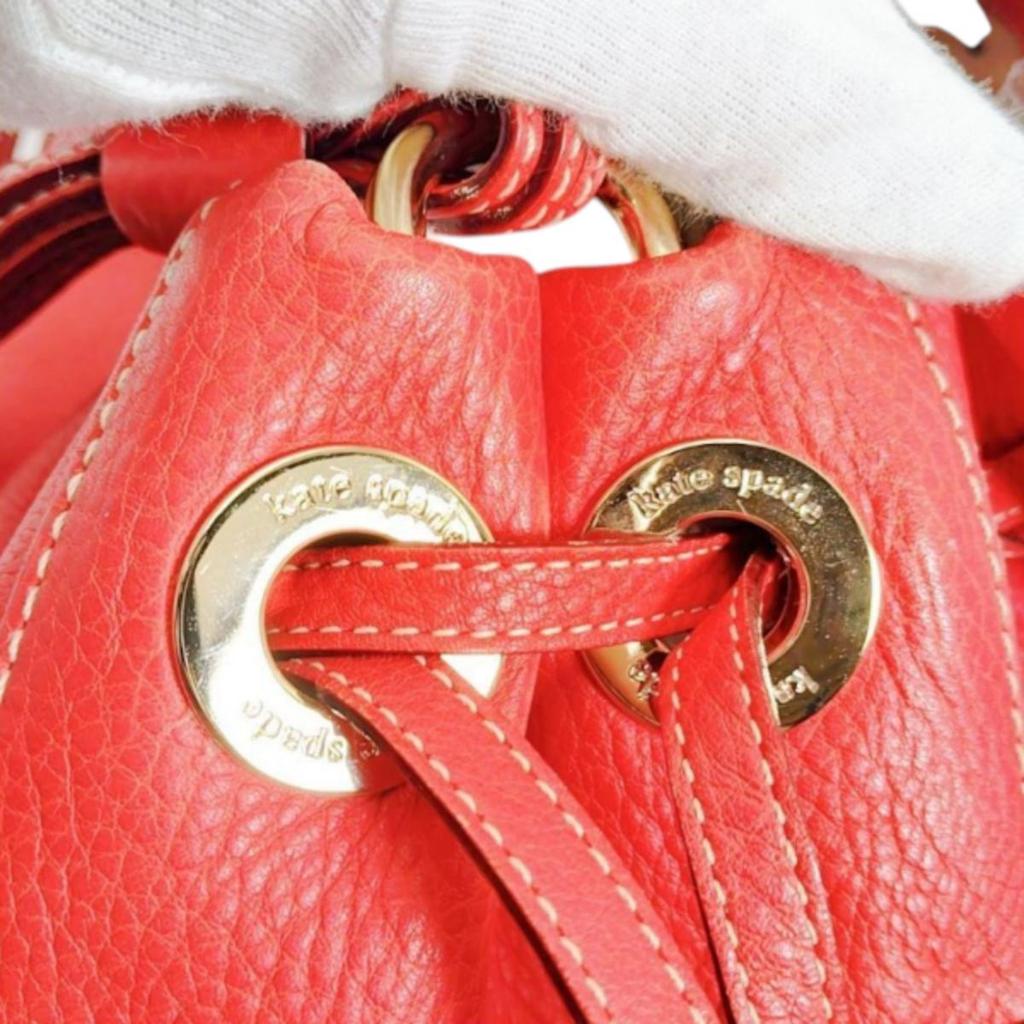 Kate Spade Drawstring type Handbag leather Red Women Used