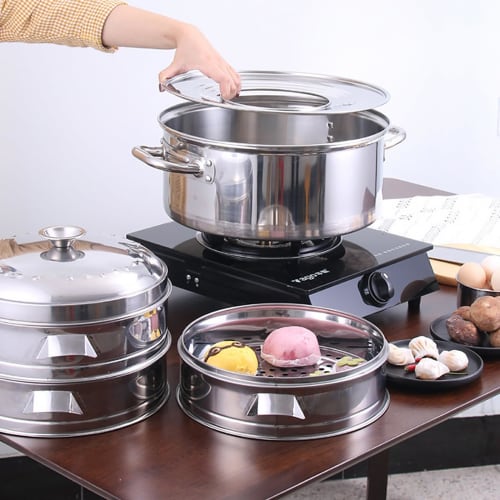 24cm diameter steamer tray, stainless steel, durable, fits pots 21-24cm and steamers 16-21cm