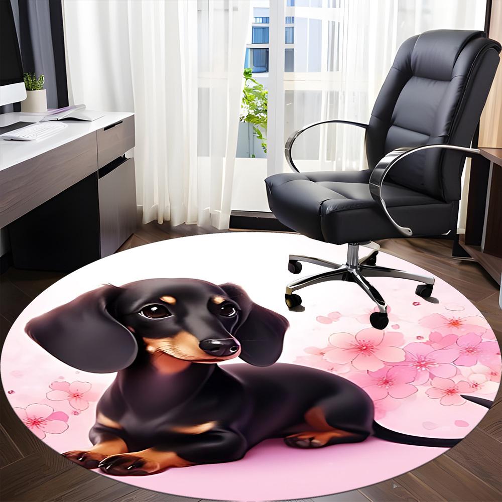 1pc Dachshund Pattern Office Round Rug, Non-slip, Soft and Durable Office Rug for Interior Decoration, Perfect for Office,Decoration yy260204015