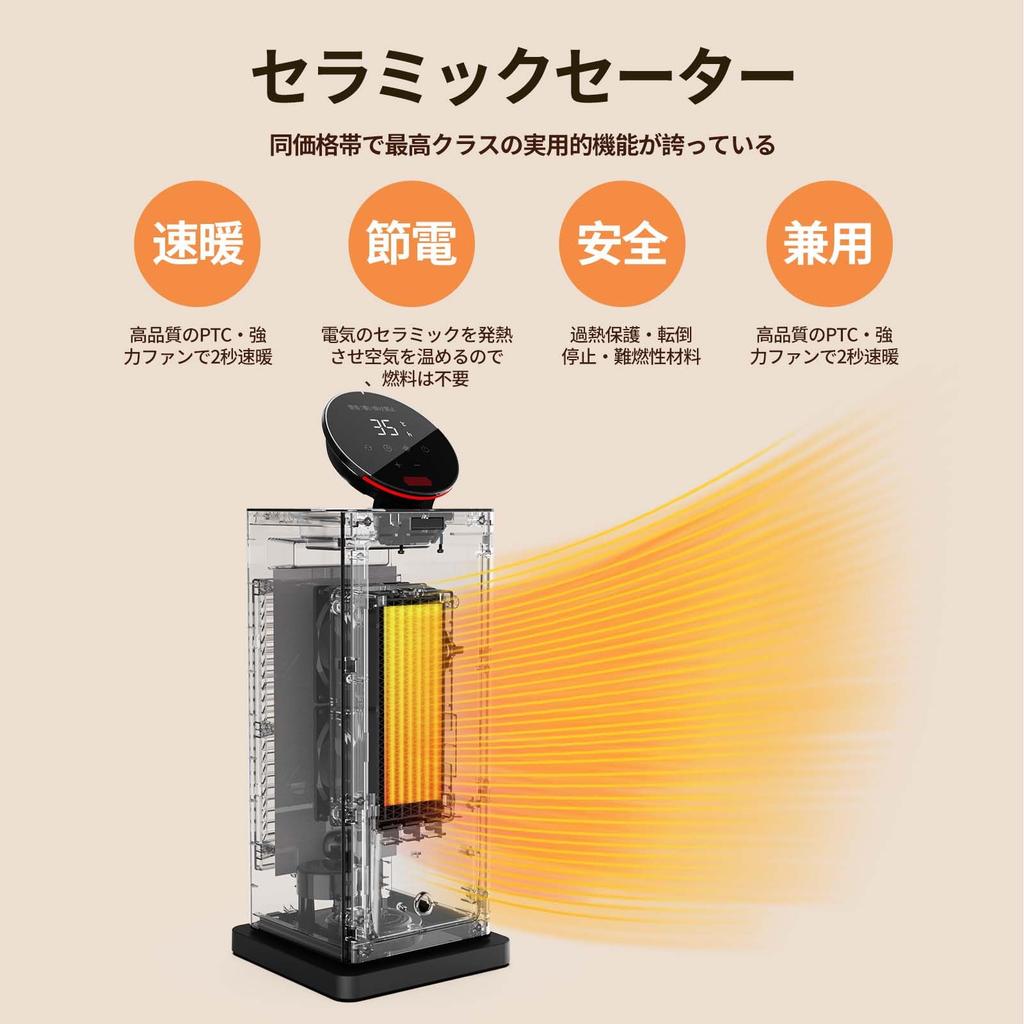 BREEZOME Керамический электрический вентилятор 1200 Вт 24 часа в сутки, автоматическая температура, 3 уровня подачи воздуха, светодиодный индикатор, большой объем памяти для нагрева, пульт дистанционного управления, подходит для всех