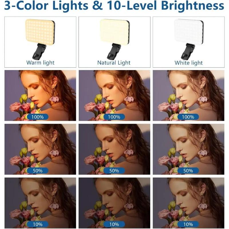 Портативная мини светодиодная селфи-подсветка 3 режима регулируемой яркости USB-перезаряжаемая лампа для телефона, компьютера, прямых трансляций, видео, макияжа