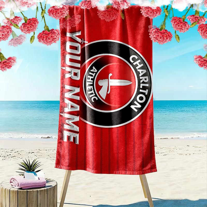 Custom Name,Charlton Athletic Print Beach Towel, Large Soft Quick Dry Towel for Beach Camping Swimming