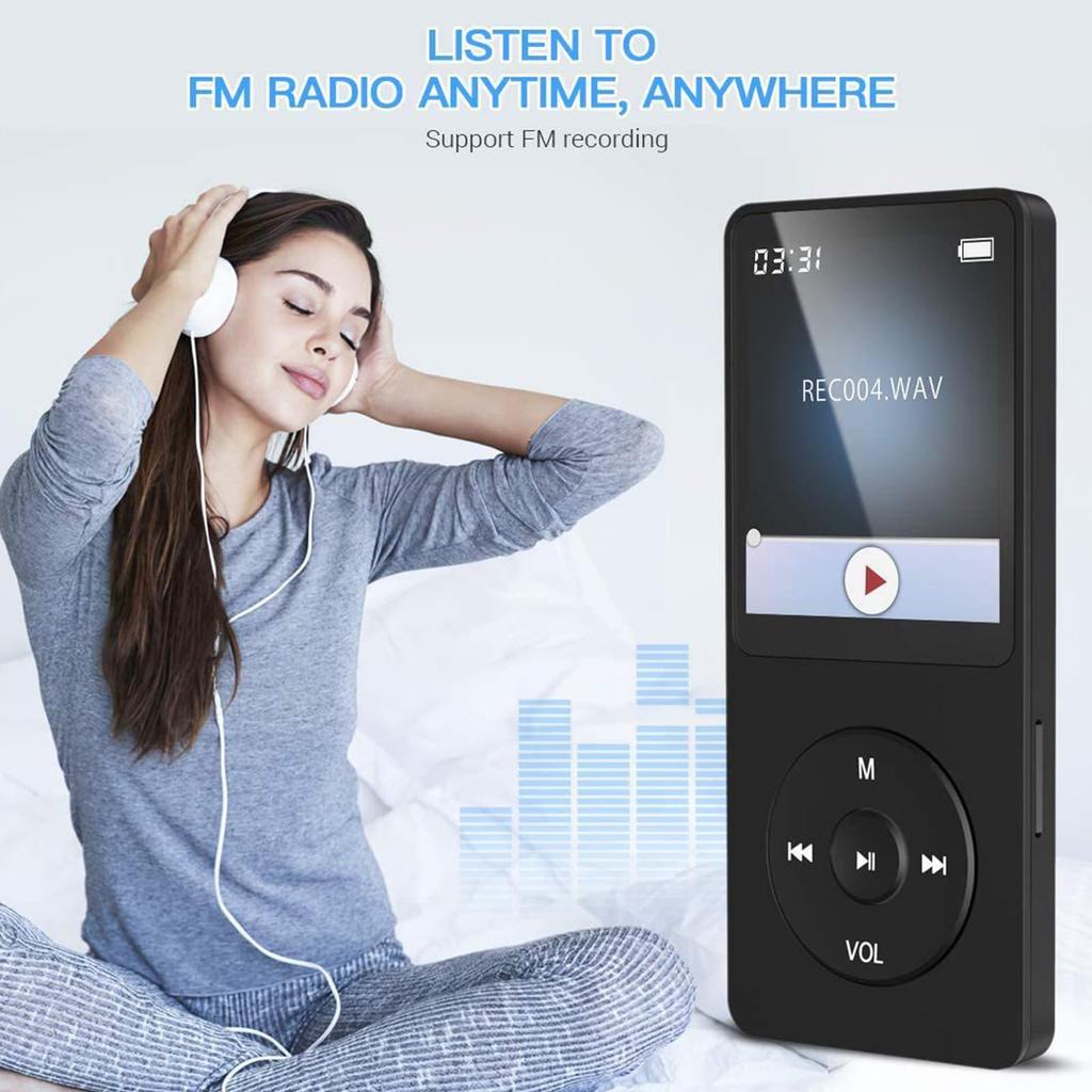 Уютный Bluetooth 5.0 MP3 MP4 плеер, 1,77-дюймовый цифровой ЖК-дисплей, HiFi без потерь, поддерживает FM-радио, диктофон, электронные книги, HD-динамик, для детей и