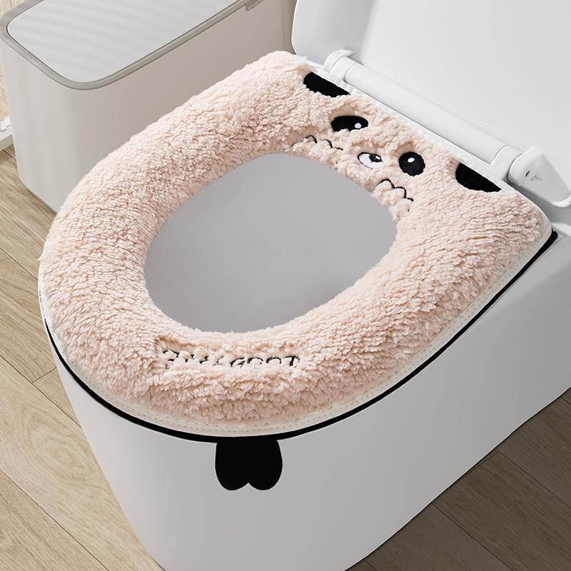 Зимняя толстая подушка для сиденья унитаза, портативная водонепроницаемая и теплая, чехол для домашнего унитаза с застежкой-молнией, только для ручной стирки, аксессуар для ванной комнаты