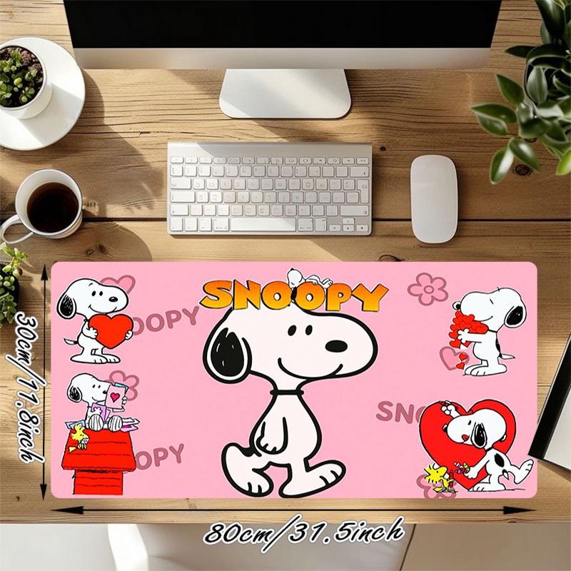 Snoopy Love Xl Gaming Mouse Pad Nonslip Rubber Base Stitched Edge Waterproof Desk Mat For Pc Laptop Gamer Office Computer Accessories C929839
