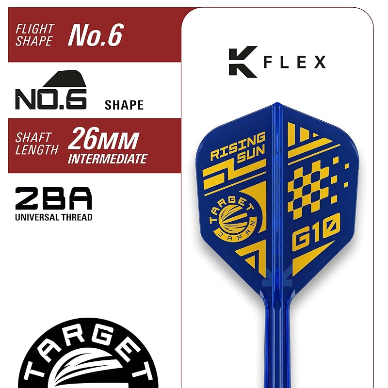 Target Japan RISING SUN GEN10 Харуки Мураматсу Игрок 95% Вольфрам K-Flex 2BA Мягкий Наконечник Набор Дартсов 21.5г 2BA МЯГКИЙ НАКОНЕЧНИК ДАРТСЫ K-Flex Форма №6 Оперения