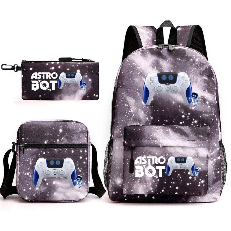 Teen Schoolbag, Universe Robot, Primary School Student Starry Sky Personality Heat Transfer Backpack Three-piece Set