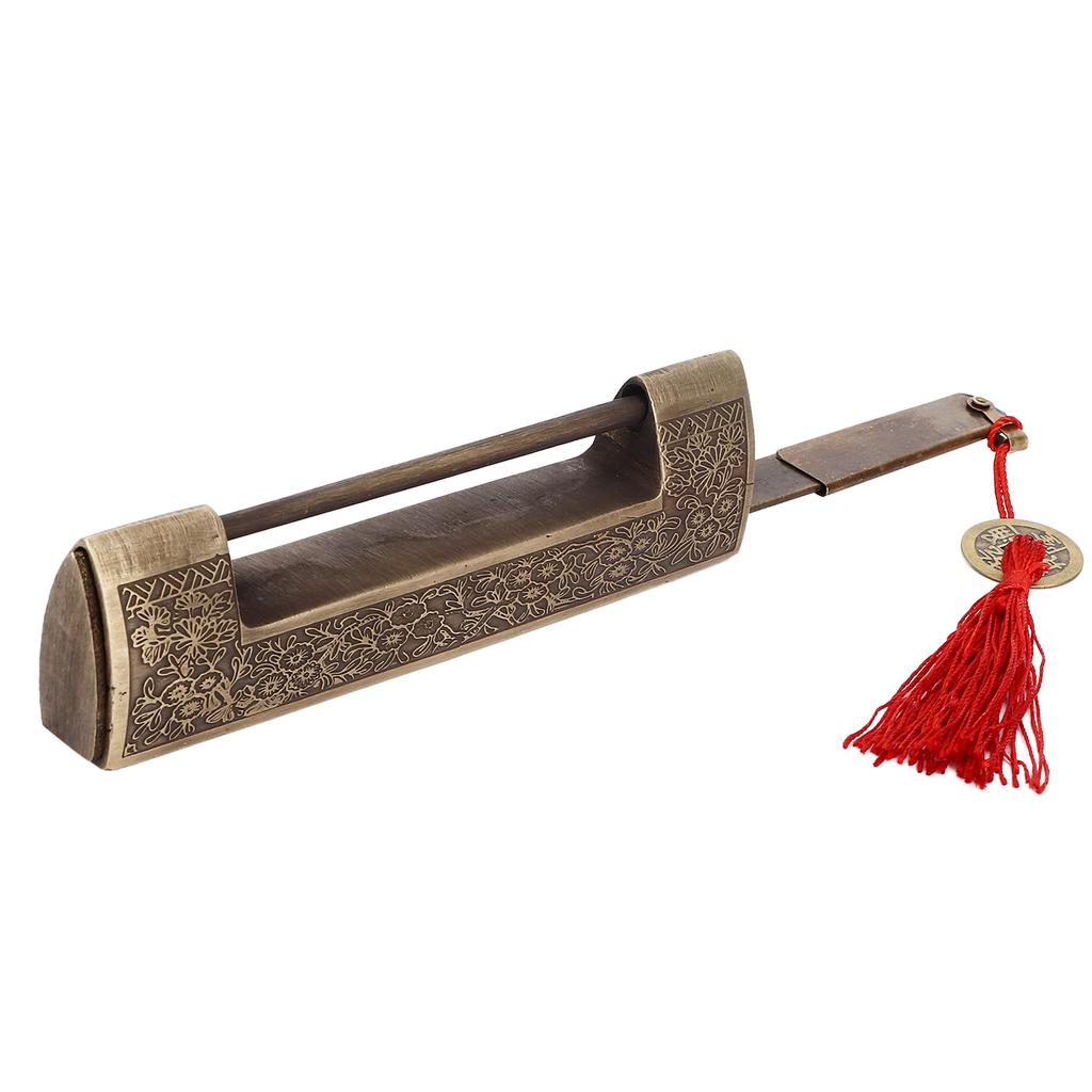 Китайский старинный замок Ретро Расстояние 9см/3,5дюйма Классический узор Латунный горизонтальный навесной замок для подарка