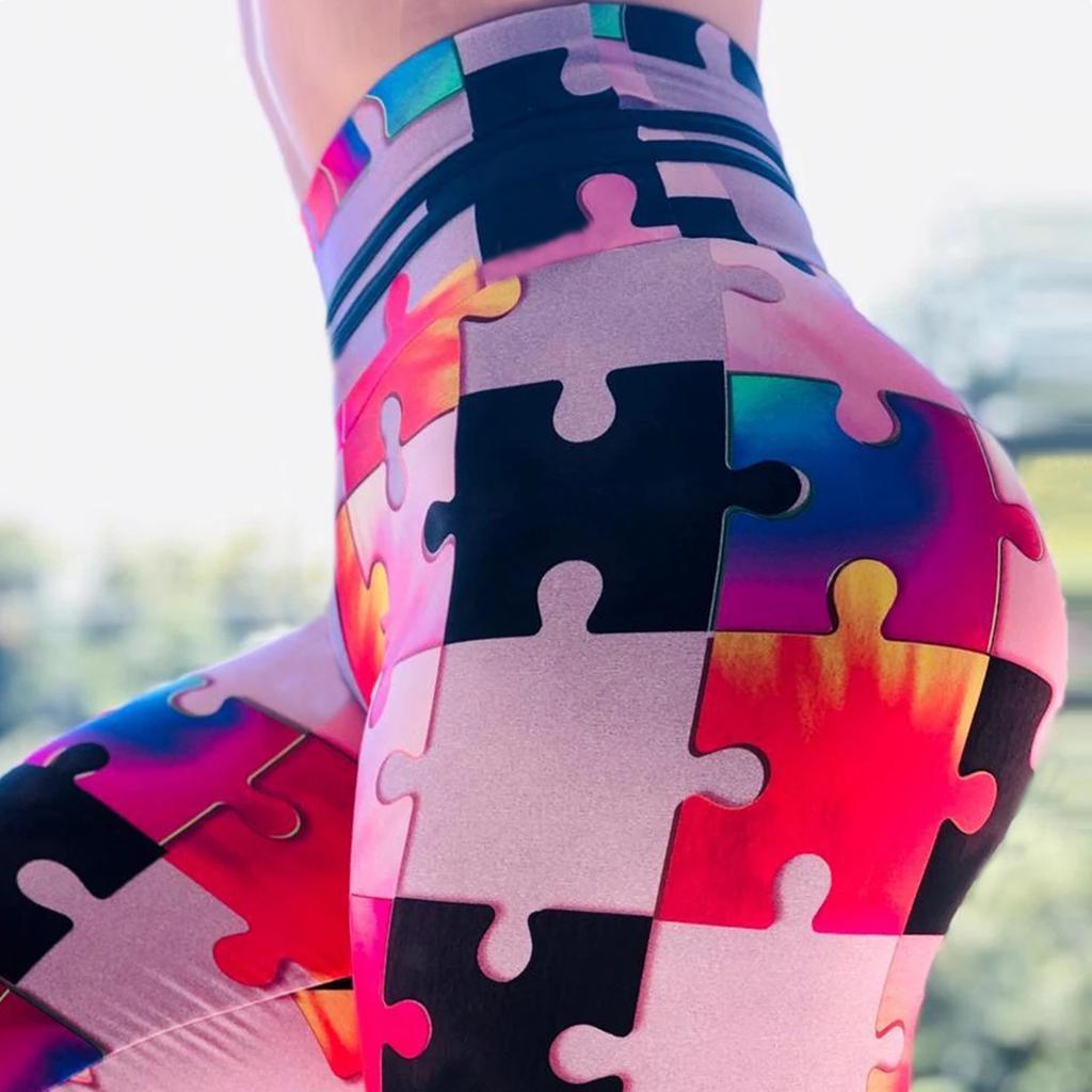 Pattern Splicing Women's High Waist and Hip Lifting Yoga Running Yoga Pants