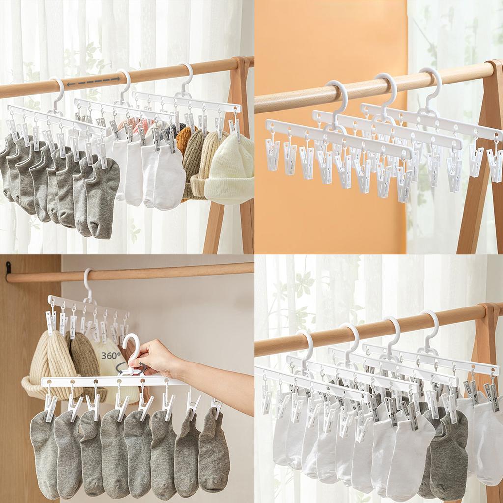 Пластиковая вешалка для сушки одежды, ветрозащитная вешалка для одежды, 8 зажимов, вешалка для сушки носков, держатель для нижнего белья и носков