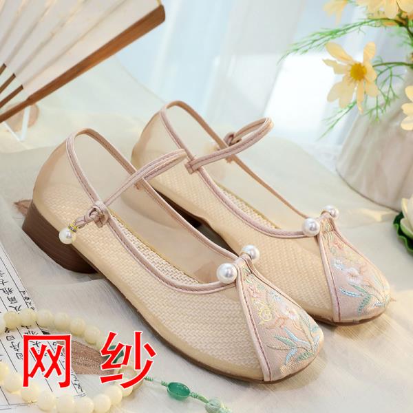 Модные домашние тапочки Женские лоферы на квадратном каблуке Шлепанцы с закрытым носком Массажный блок Цветочная ткань Вышивка Квадратный носок Каблук-блок Обувь Лоа