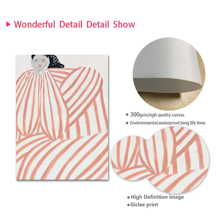 Абстрактная полосатая линия тела для девочек, геометрическая настенная живопись на холсте, плакаты на скандинавскую тему и принты, настенные панно для декора гостиной