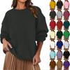 Women's Fashion Casual Round Neck Loose Long Sleeve Solid Color Sweatshirt