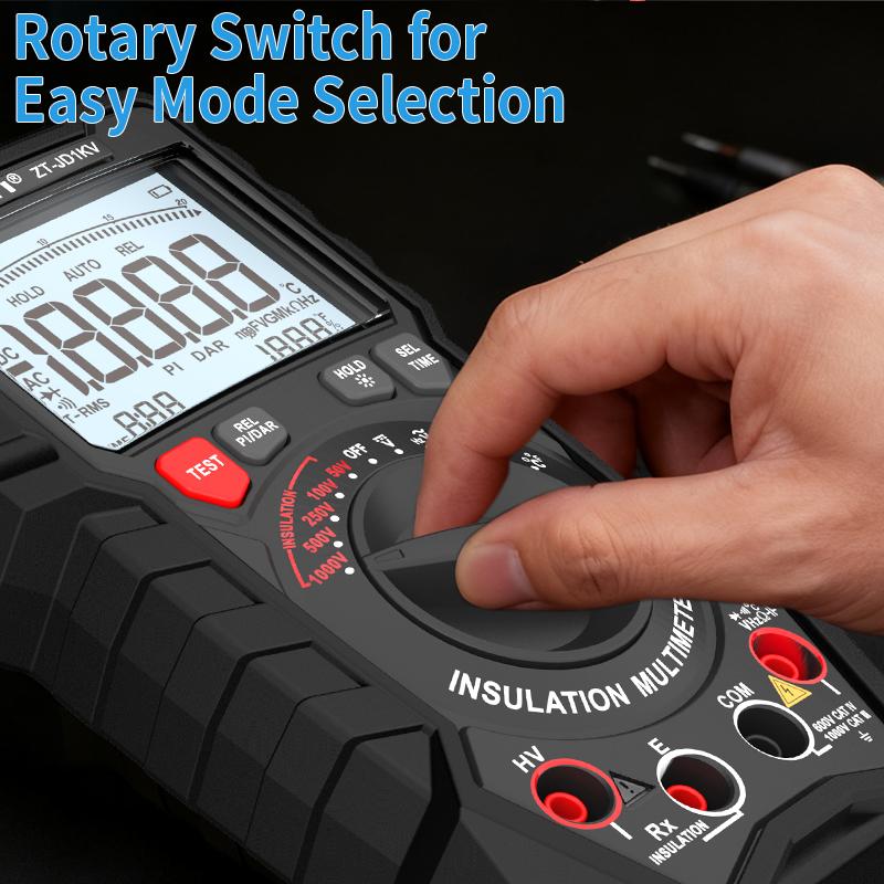 ZOYI 1KV Rechargeable Insulation Resistance Tester, High Precision Digital Megohmmeter, Multifunctional Megger Multimeter