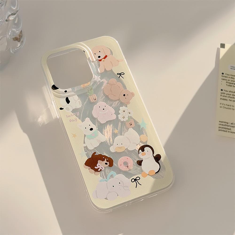 Crisp Yellow Animal Mobile Phone Case Suitable for Apple 15 Feather Yarn Iphone13 Anti fall 12 Korean 16 Cartoon 14promax