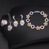 Цирконий ожерелье серьги кольцо браслет комплект ювелирных изделий комбинация, цветок серебряный игла комплект ювелирных изделий