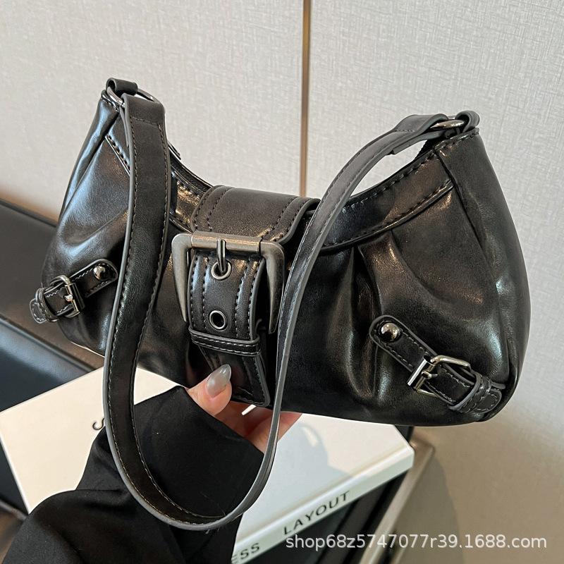 Korean Version 2025 New One-shoulder Tote Bag American Retro Commuting Temperament Old Style Bag Underarm Locomotive Bag Women