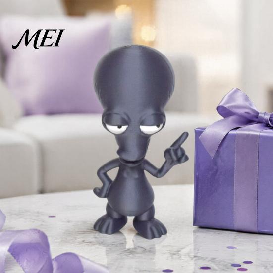 Funny Alien Decor 3D Printed Ornament, Figurine, Collectible Big Head Stable Base Statue for Desk Shelf Decor, Lovers Gift Unique Friends