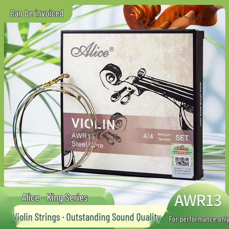 Струны для скрипки Alice AWR13: Высокопроизводительный набор для экзамена с высокоуглеродистой сталью и струнами с оплеткой из белой меди