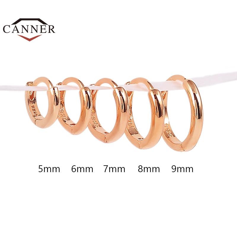 CANNER 5/6/7/8/9mm Real 925 Silver Hoop Earrings for Women Piercing Earings Round Circle Earring Jewelry pendientes