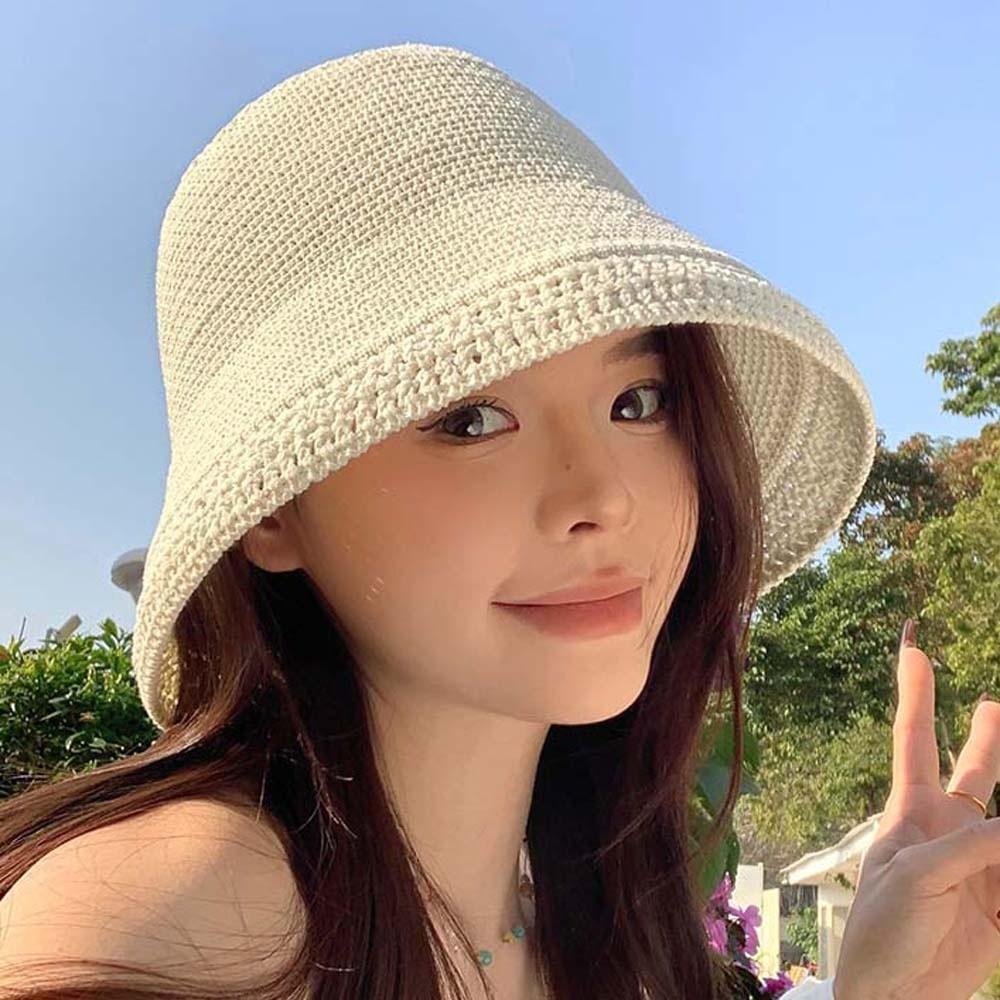 Big Brimmed Folding Straw Hat Lightweight Woven Sun Cap Fashion Vacation Beach Cap Women