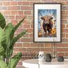 Funny Cow Floral Highland Cow Rustic Western Boho Farm Animal Art Poster Canvas Painting Wall Print Picture for Room Home Decor