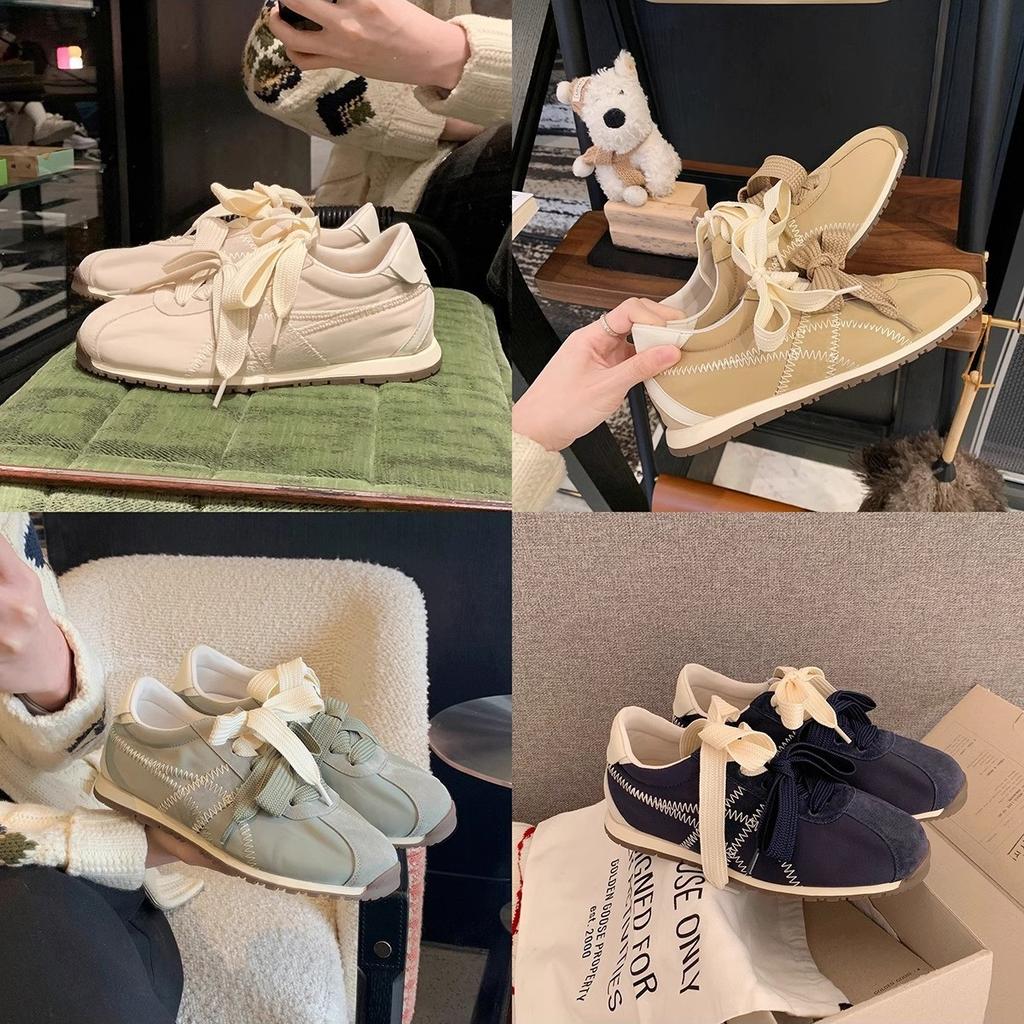 Версия из коровьей кожи виноградной матери, такие же модные кроссовки с круглым носком и контрастными цветами в стиле Forrest Gump для женщин от корейского блогера