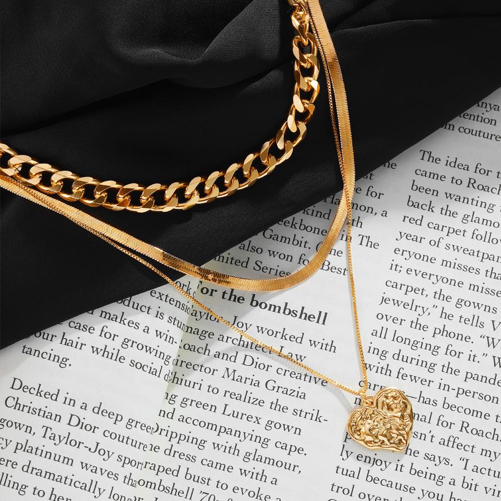 Комплект из 3 предметов, ожерелье, богемное женское ожерелье, винтажная золотая цепочка, модное ожерелье, кулон, богемное ожерелье, ювелирные изделия