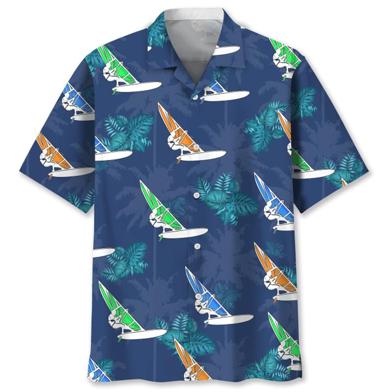 Tropical Surfing Graphic Hawaiian Shirt For Men Summer Beach 3d Printed Short Sleeves Cool Streetwear Tops Lapel Button Blouse
