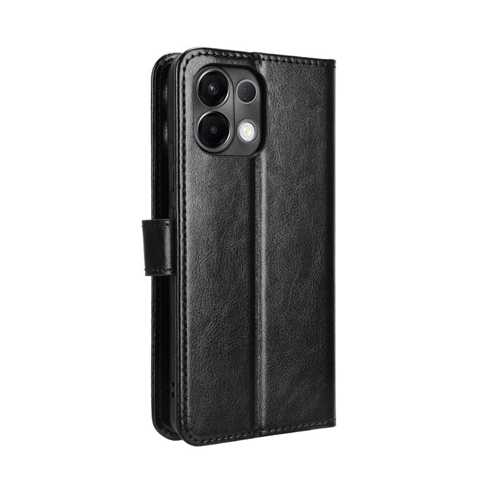 For Oppo K13 5G PU Leather Case with Strap Crazy Horse Texture Phone Wallet Cover