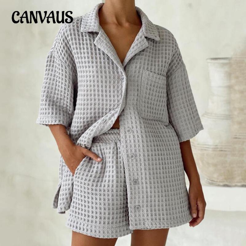 Плюс Размер Женская Новая Повседневная Рубашка Шорты С Короткими Рукавами V-образный Вырез Однотонный Спортивный Костюм Из Двух Частей