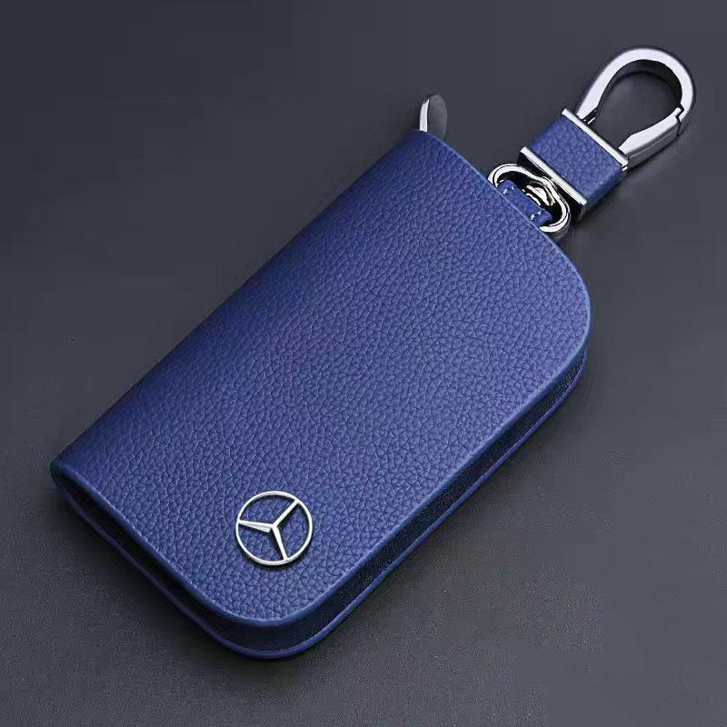 2025 Горячий кожаный чехол для автомобильного ключа Черная крышка для автомобильного ключа Кошелек для ключей Для Mercedes Benz B/C/E Класса A Класса C200L GLE GLC GLK CLA C197