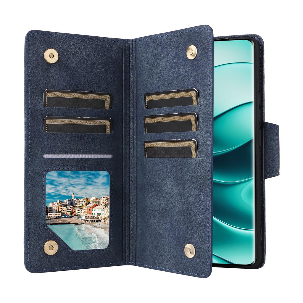 For Xiaomi Redmi Note 14 Pro 4G Case Zipper Wallet Leather Stand Phone Cover Rivet Decor