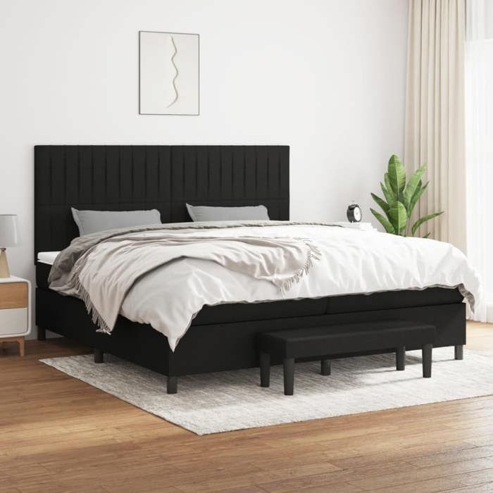 Maison Exclusive - Sommier à lattes de lit avec matelas Noir 200x200 cm Tissu